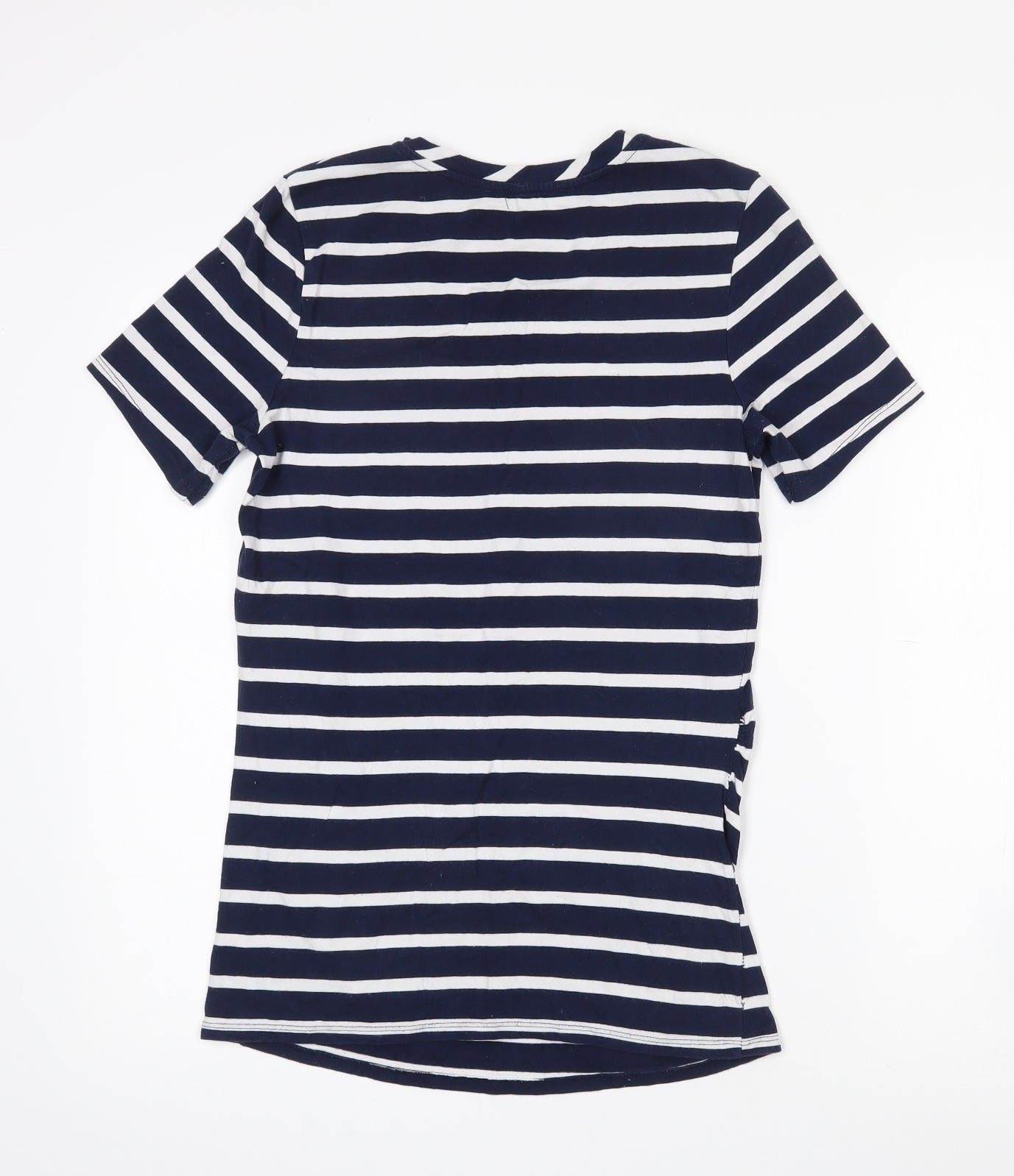 George Womens White Striped Cotton Basic T-Shirt Size 12 Round Neck - Navy and white