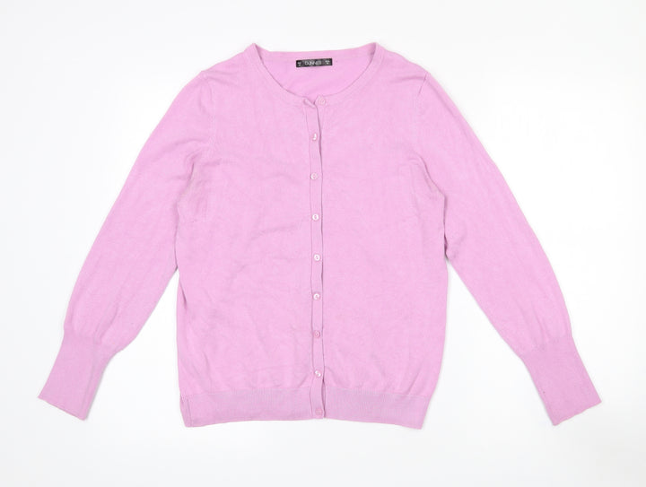 Dunnes Stores Womens Pink Collared Viscose Cardigan Jumper Size M