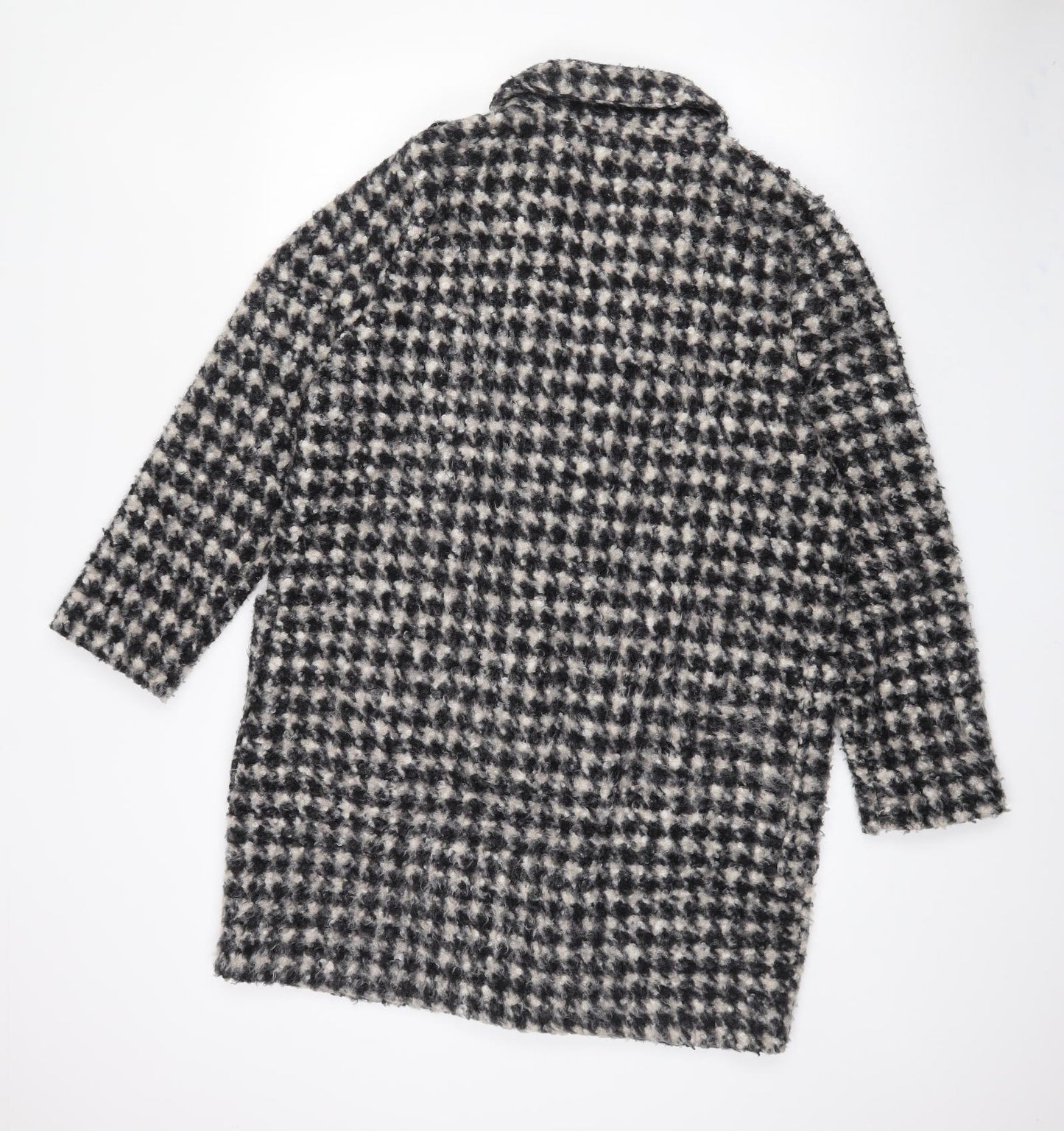 F&F Womens Black Houndstooth  Jacket Coatigan Size 12