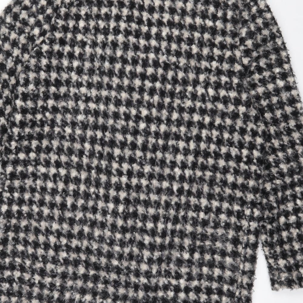 F&F Womens Black Houndstooth  Jacket Coatigan Size 12