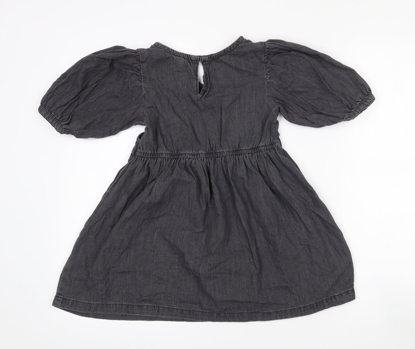 NEXT Girls Grey  Cotton Wrap Dress  Size 6 Years  V-Neck
