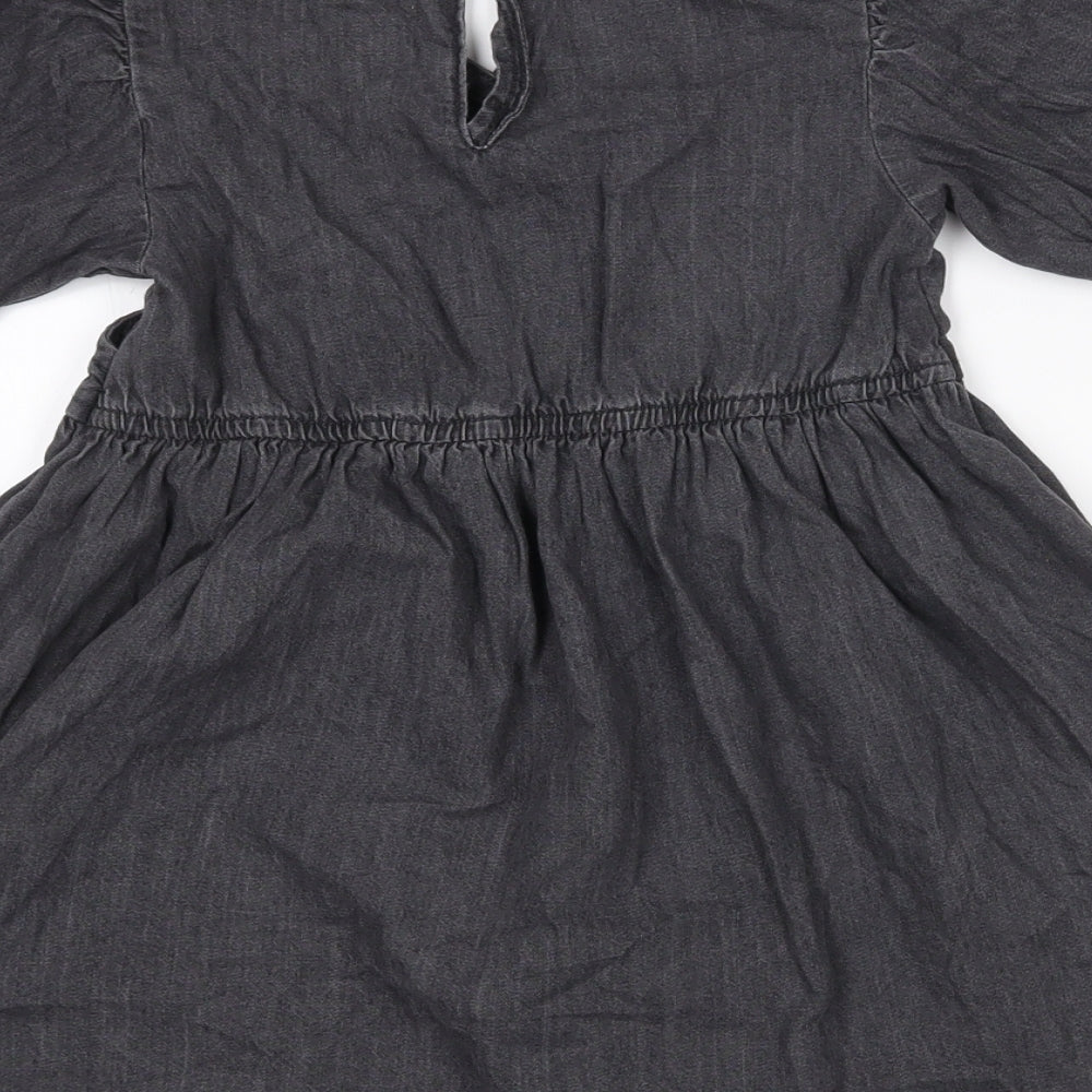 NEXT Girls Grey  Cotton Wrap Dress  Size 6 Years  V-Neck