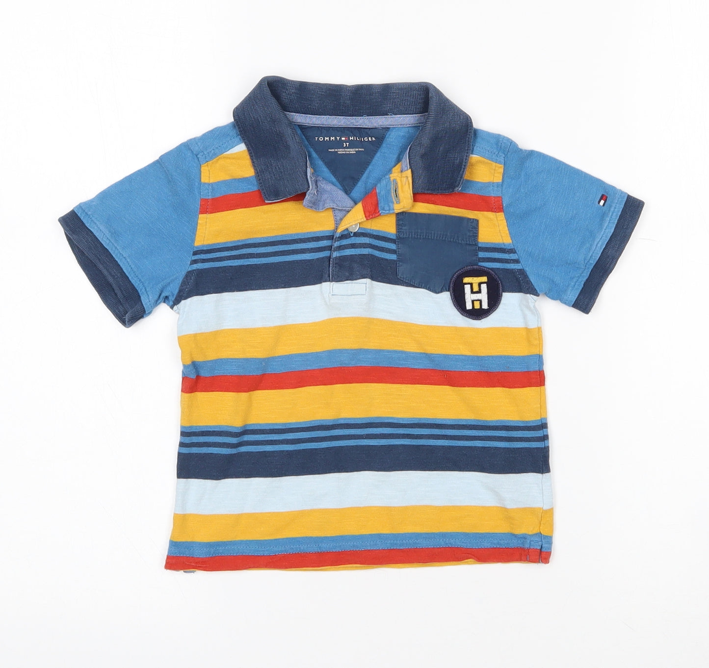 Tommy Hilfiger Baby Multicoloured Striped Cotton Pullover Polo Size 18-24 Months Collared