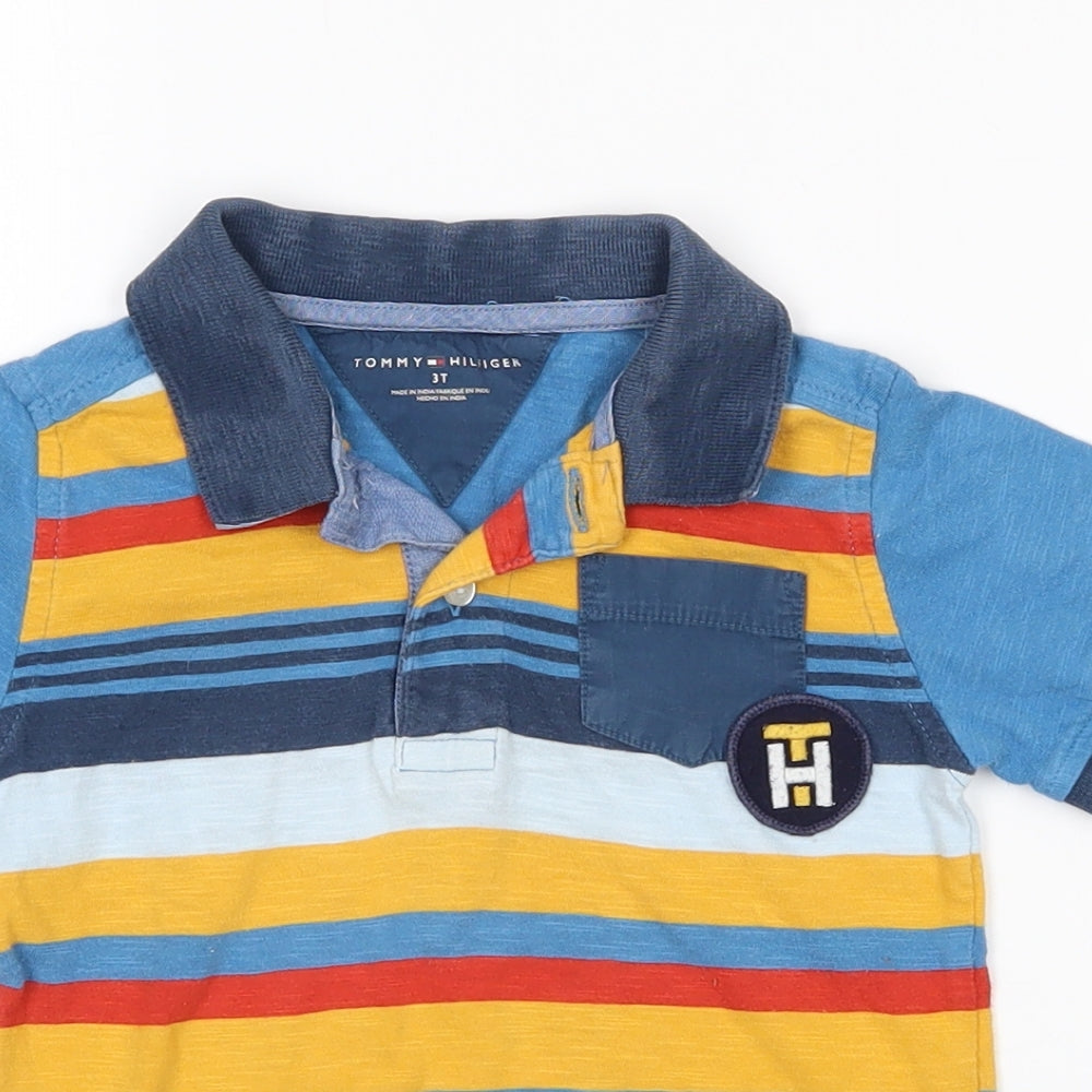 Tommy Hilfiger Baby Multicoloured Striped Cotton Pullover Polo Size 18-24 Months Collared