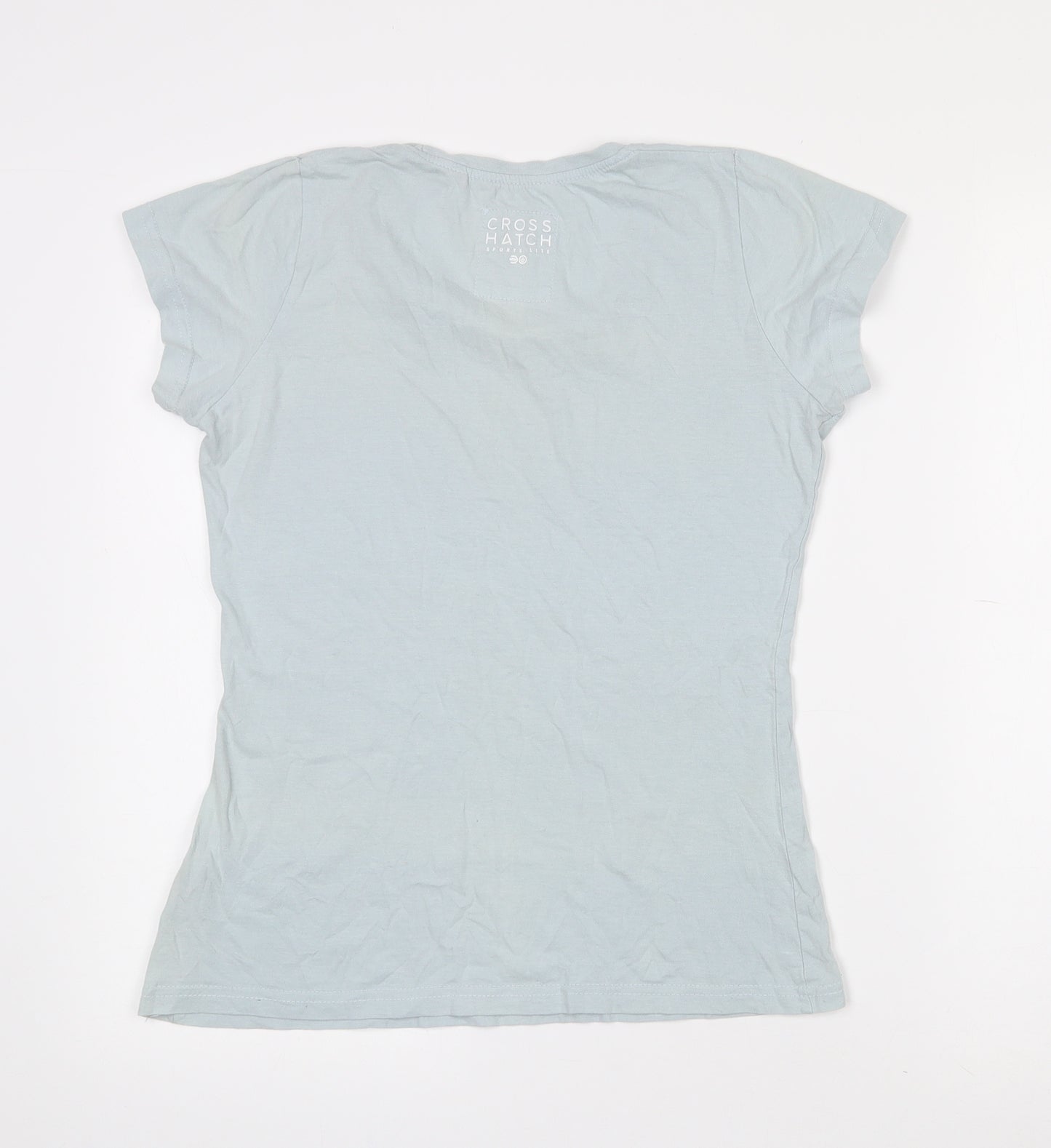Crosshatch Womens Blue  100% Cotton Basic T-Shirt Size S Round Neck