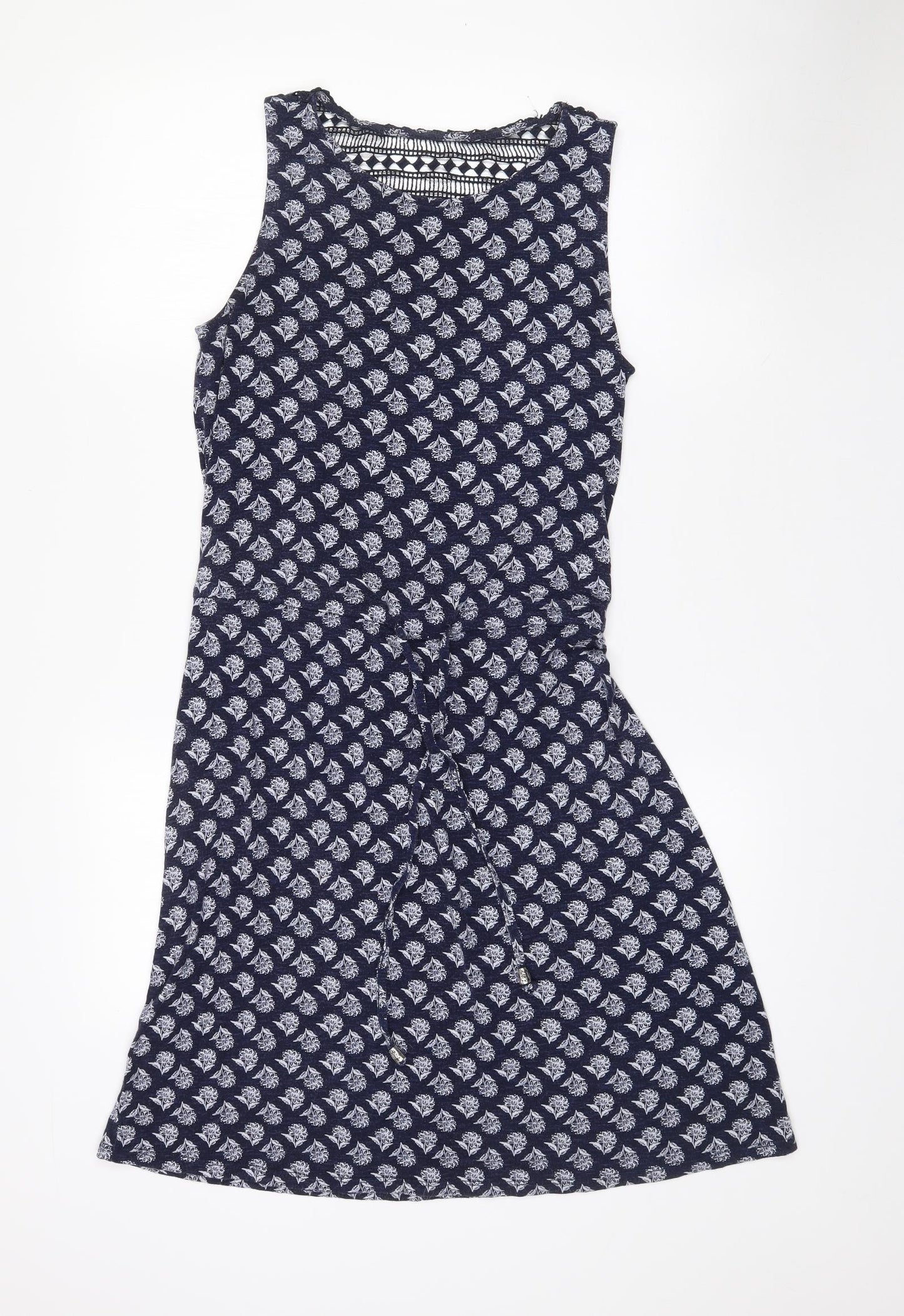George Womens Blue Floral Polyester A-Line  Size 10  Round Neck  - Navy