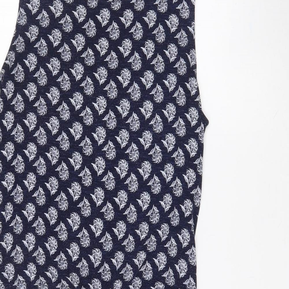 George Womens Blue Floral Polyester A-Line  Size 10  Round Neck  - Navy