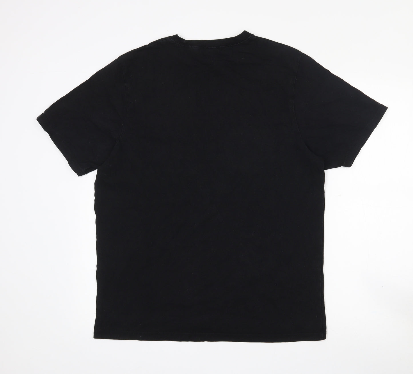 Pull & Bear Mens Black  Cotton  T-Shirt Size L Crew Neck