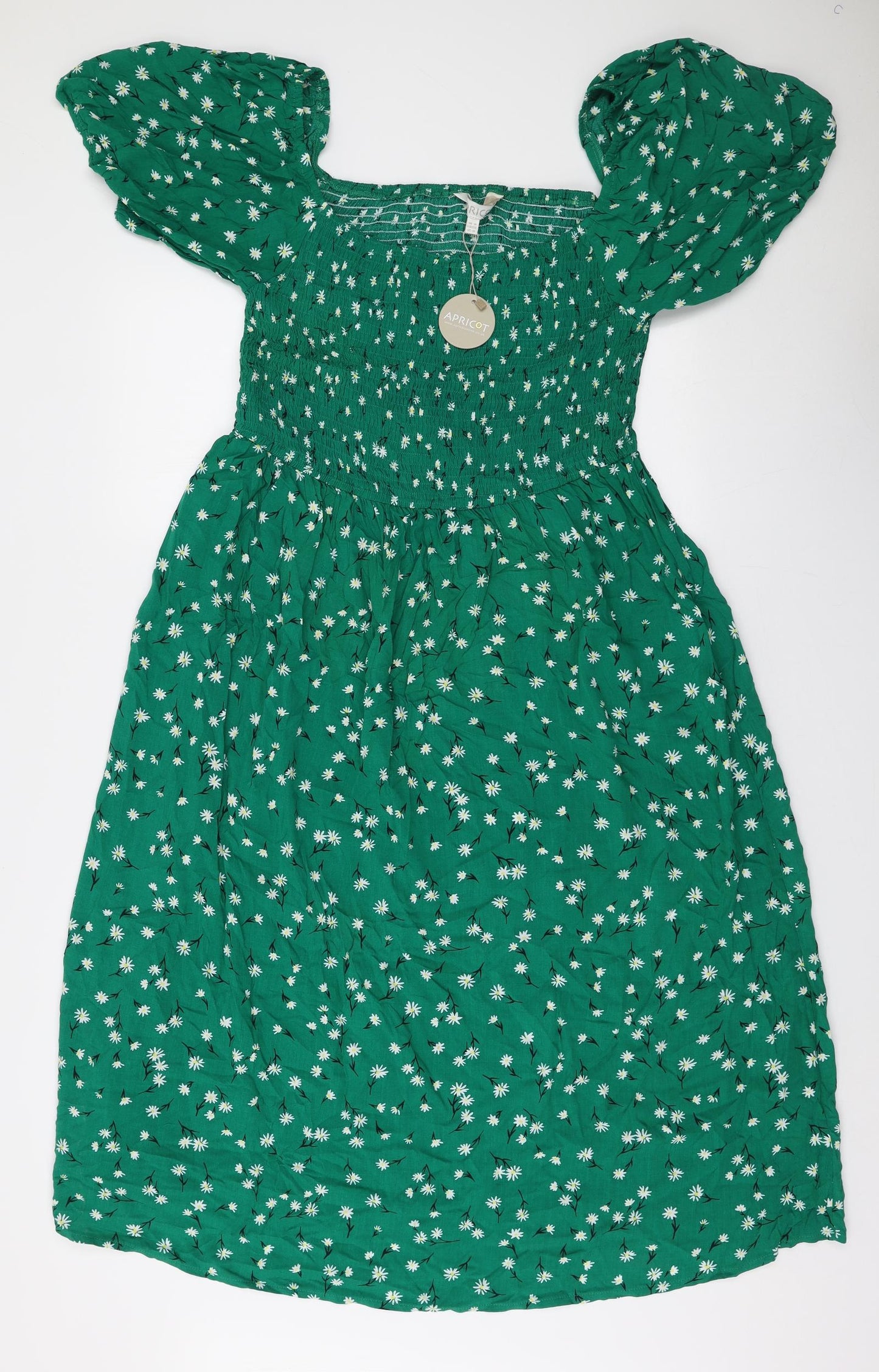 Apricot Womens Green Floral Viscose Trapeze & Swing  Size 18  Square Neck Pullover