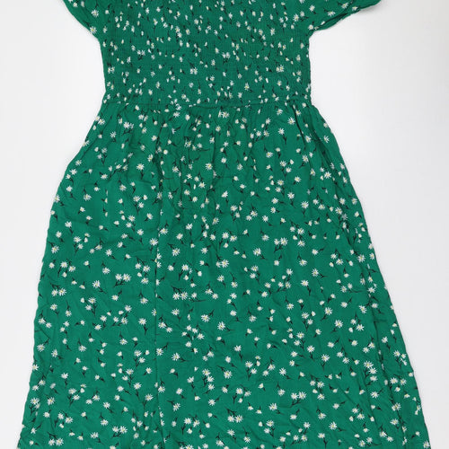 Apricot Womens Green Floral Viscose Trapeze & Swing  Size 18  Square Neck Pullover