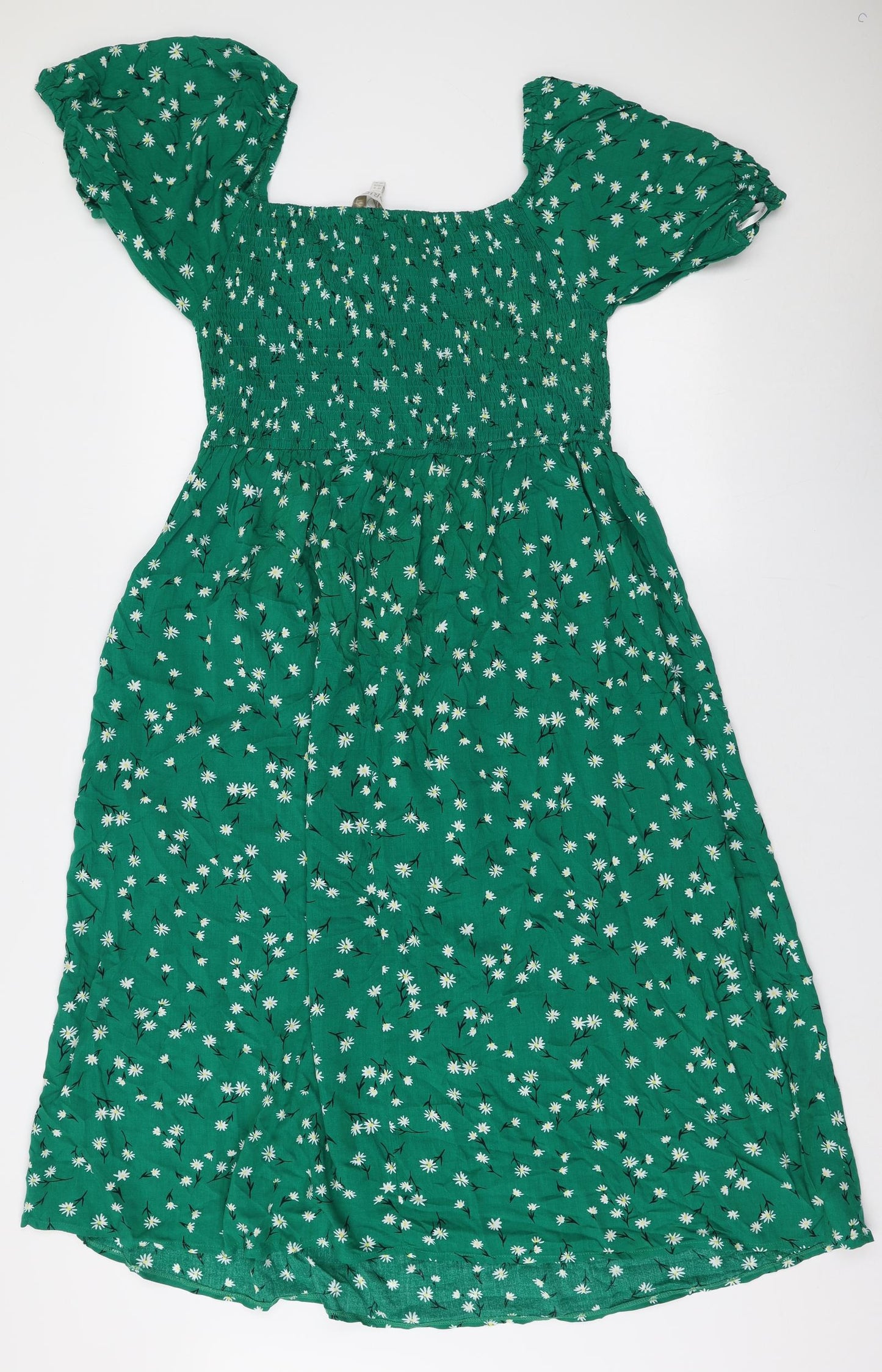 Apricot Womens Green Floral Viscose Trapeze & Swing  Size 18  Square Neck Pullover