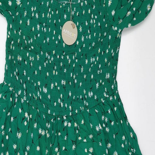 Apricot Womens Green Floral Viscose Trapeze & Swing  Size 18  Square Neck Pullover