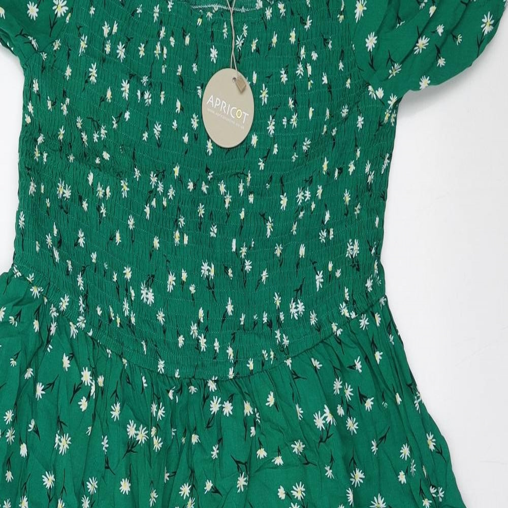 Apricot Womens Green Floral Viscose Trapeze & Swing  Size 18  Square Neck Pullover