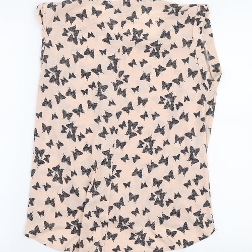 Atmosphere Womens Pink Floral Polyester Basic T-Shirt Size 8 Round Neck
