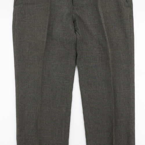 Marks and Spencer Mens Green  Polyester Trousers  Size 36 in L29 in Regular Zip