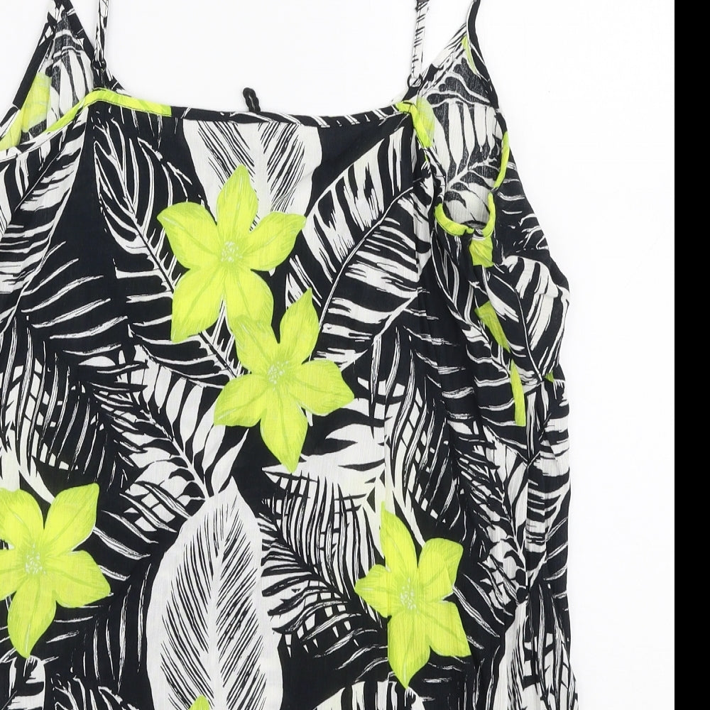 F&F Womens Multicoloured Floral Viscose Basic Tank Size 14 Round Neck