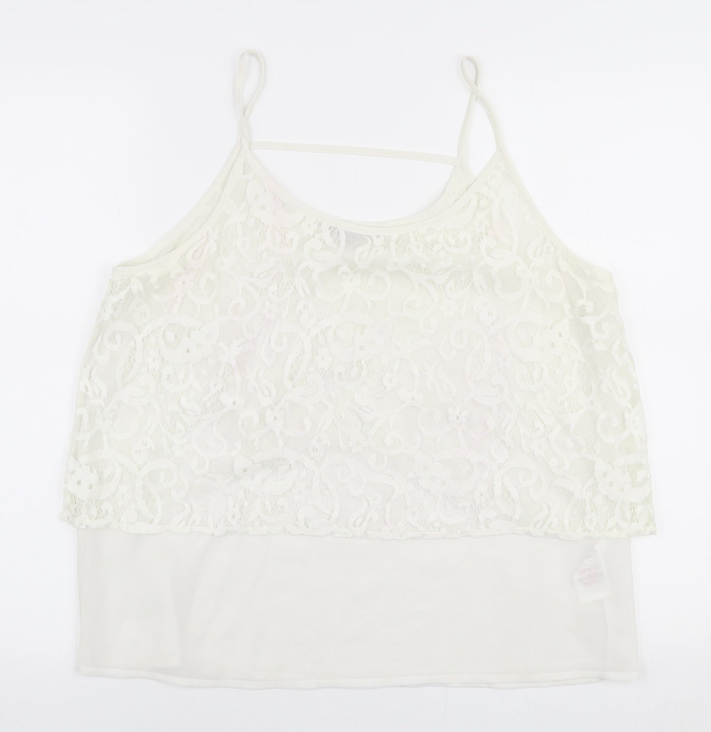 Peacocks Womens White  Polyester Camisole Blouse Size 14 Round Neck