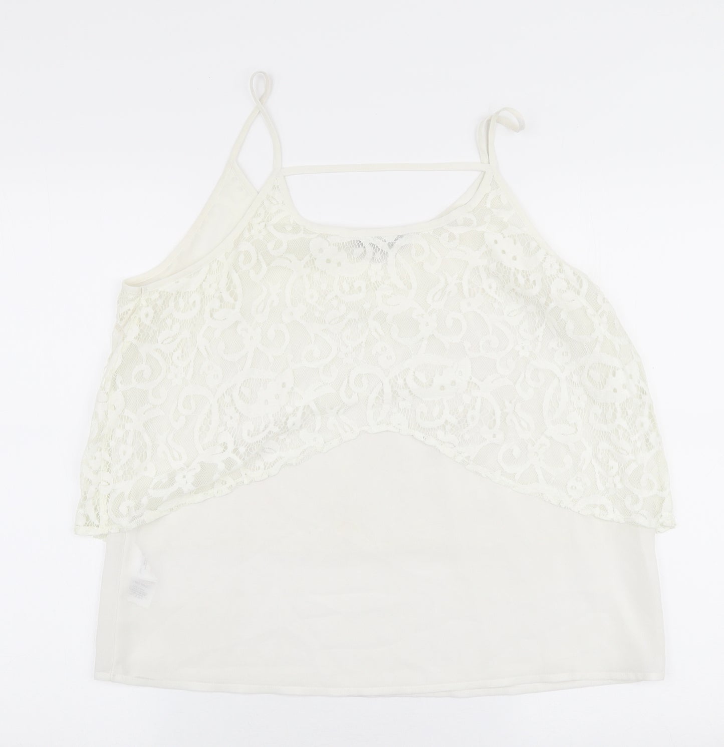 Peacocks Womens White  Polyester Camisole Blouse Size 14 Round Neck