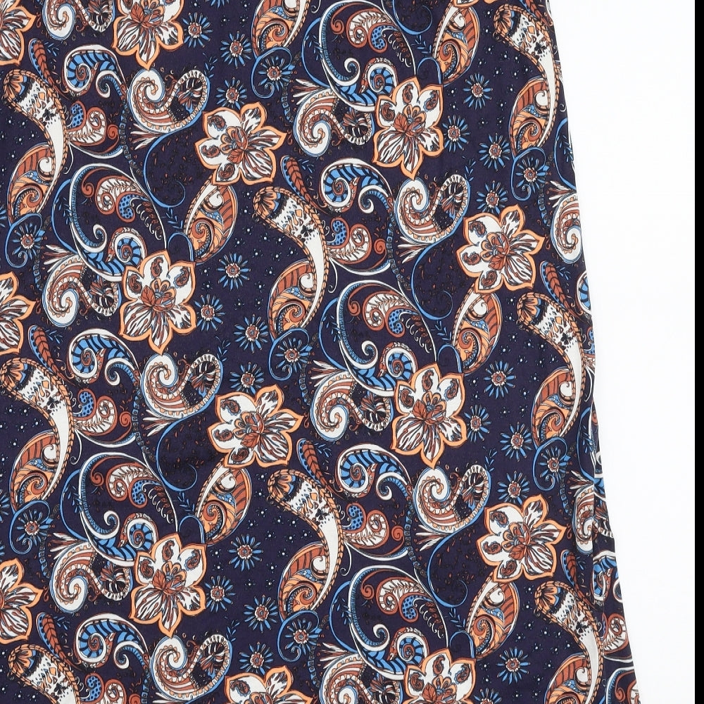 George Womens Multicoloured Paisley Viscose A-Line Skirt Size 12   Drawstring