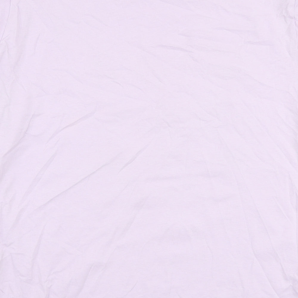 New Look Womens Purple Floral 100% Cotton Jersey T-Shirt Size 14 Round Neck - Bees