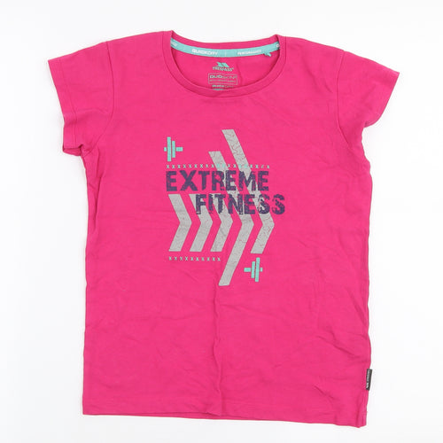 Trespass Girls Pink  Cotton Jersey T-Shirt Size 9-10 Years Round Neck Pullover - Fitness