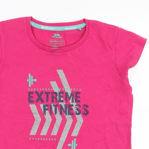 Trespass Girls Pink  Cotton Jersey T-Shirt Size 9-10 Years Round Neck Pullover - Fitness