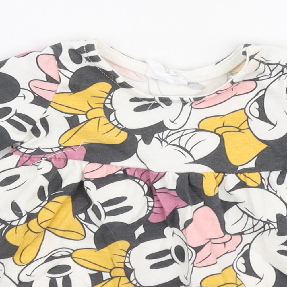 F&F Girls Multicoloured  100% Cotton Skater Dress  Size Newborn  Round Neck Pullover - Disney Minnie mouse