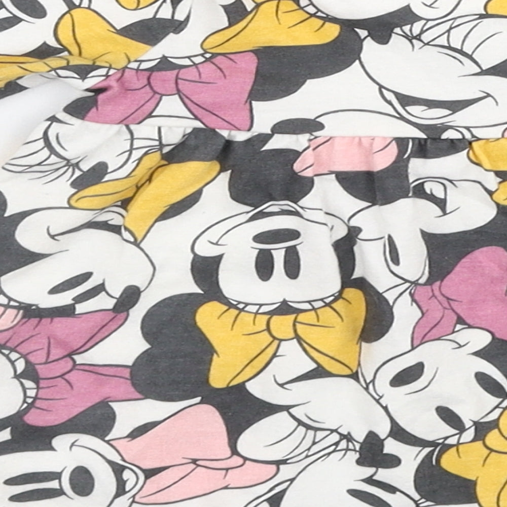 F&F Girls Multicoloured  100% Cotton Skater Dress  Size Newborn  Round Neck Pullover - Disney Minnie mouse