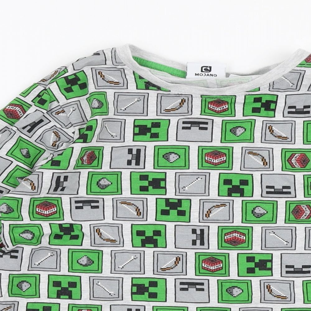 Primark Boys Multicoloured  Cotton Jersey T-Shirt Size 9-10 Years Round Neck Pullover - Minecraft
