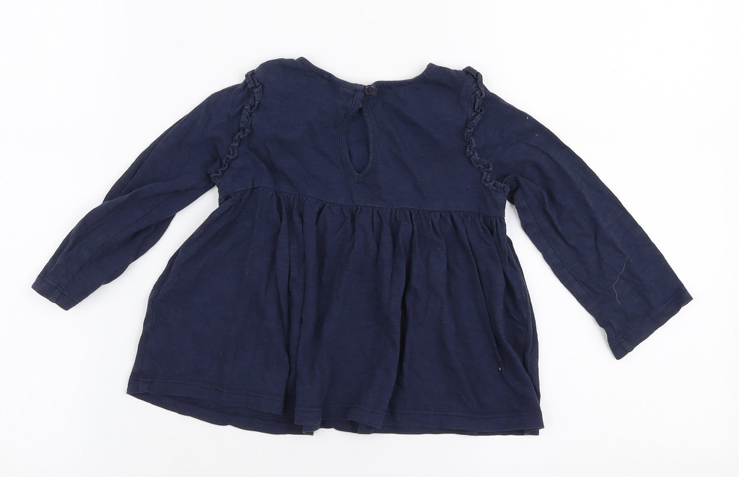 NEXT Girls Blue  100% Cotton Jersey Blouse Size 18-24 Months Round Neck Button
