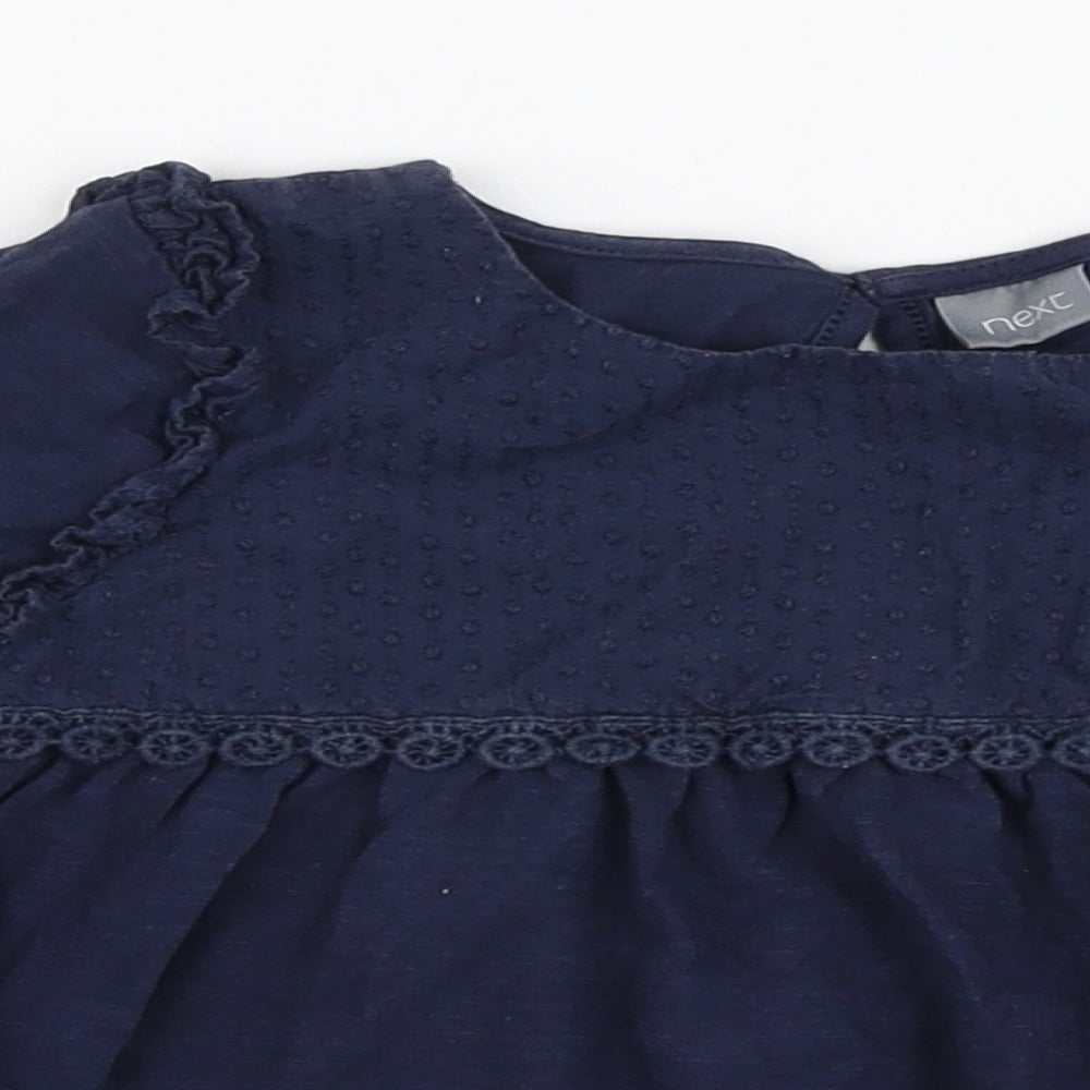 NEXT Girls Blue  100% Cotton Jersey Blouse Size 18-24 Months Round Neck Button