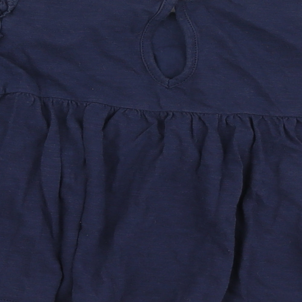 NEXT Girls Blue  100% Cotton Jersey Blouse Size 18-24 Months Round Neck Button