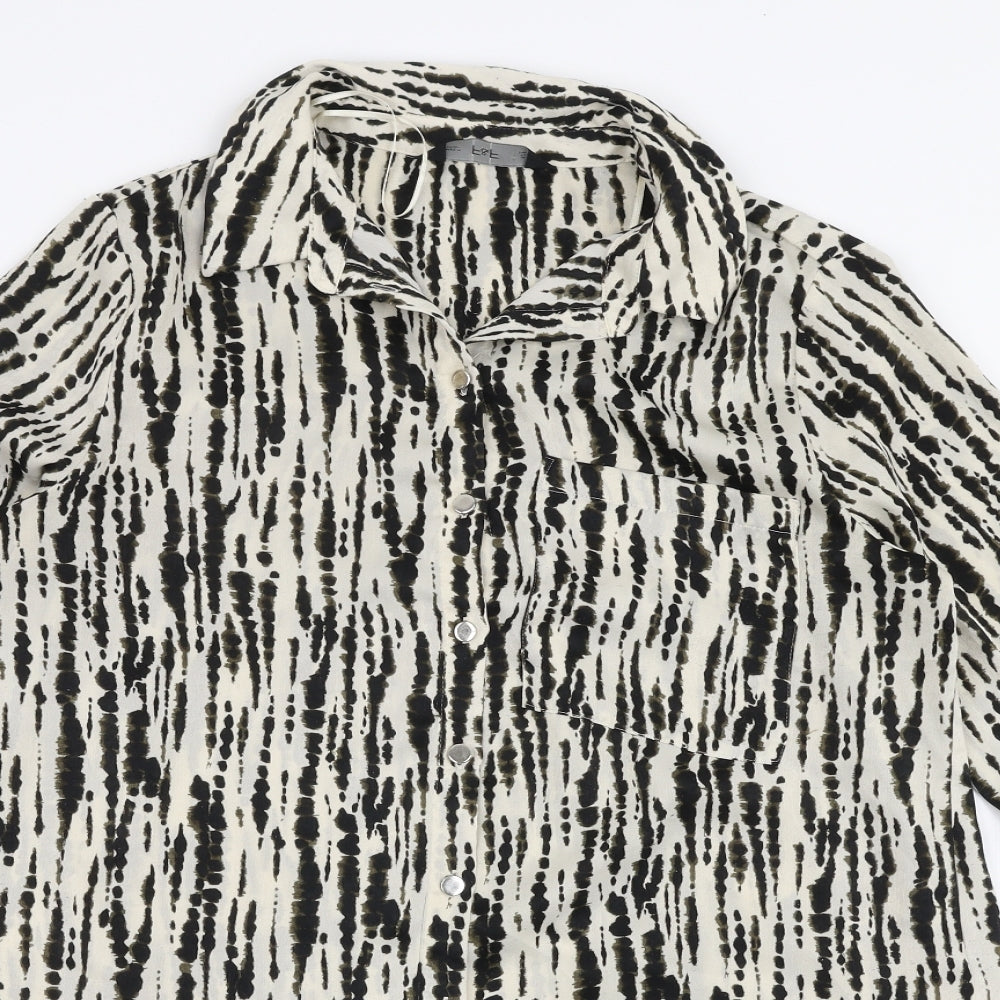 F&F Womens Beige  Polyester Basic Blouse Size 10 Collared