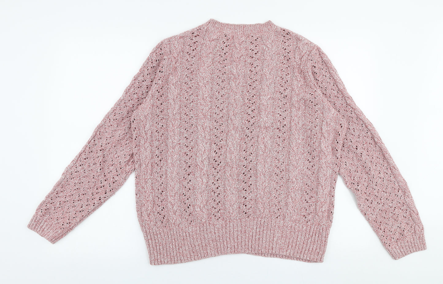 Papaya Womens Pink Round Neck  100% Cotton Pullover Jumper Size L