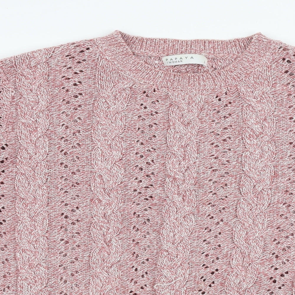 Papaya Womens Pink Round Neck  100% Cotton Pullover Jumper Size L