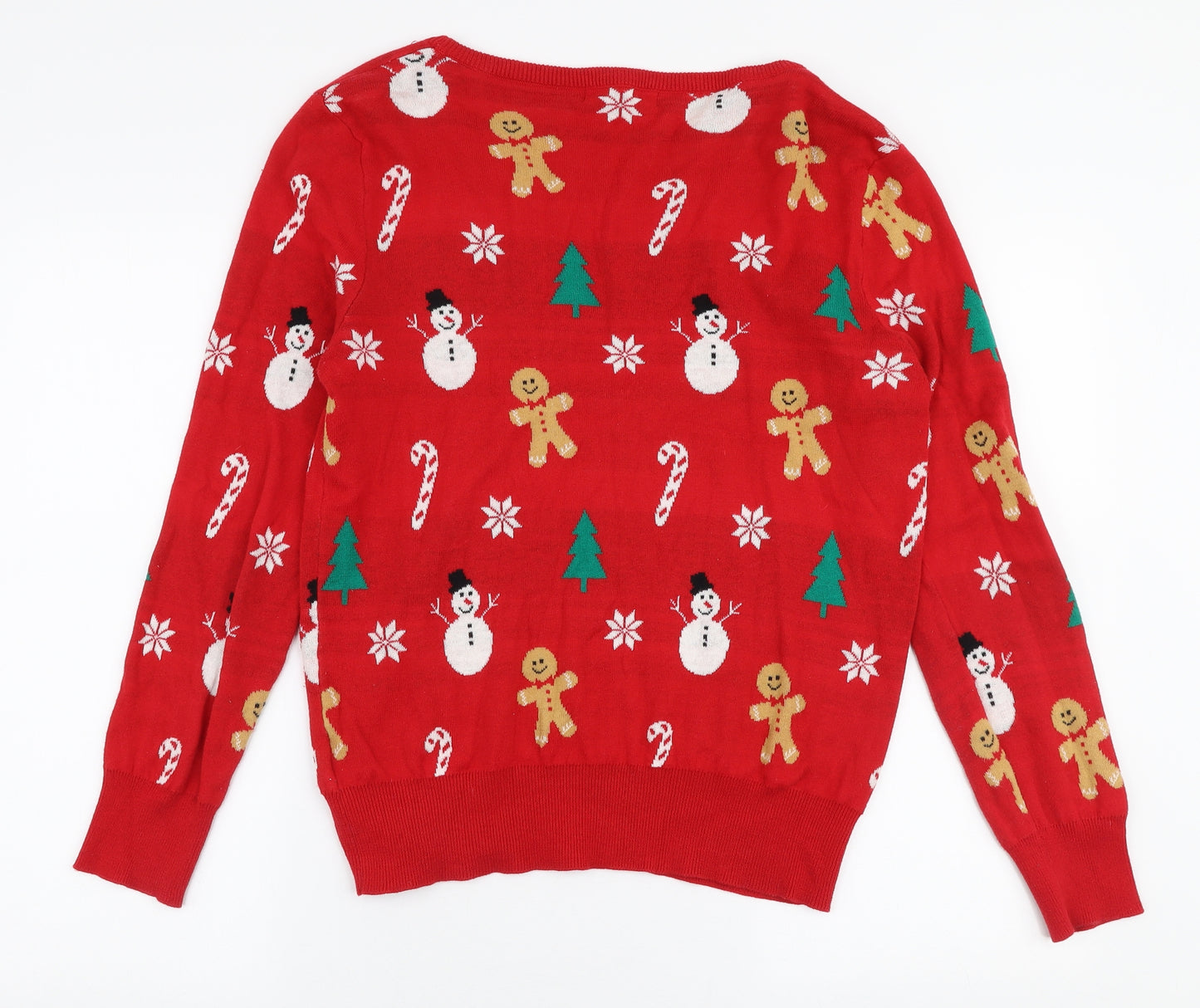 Peacocks Womens Red Boat Neck  100% Cotton Pullover Jumper Size 16   - Christmas