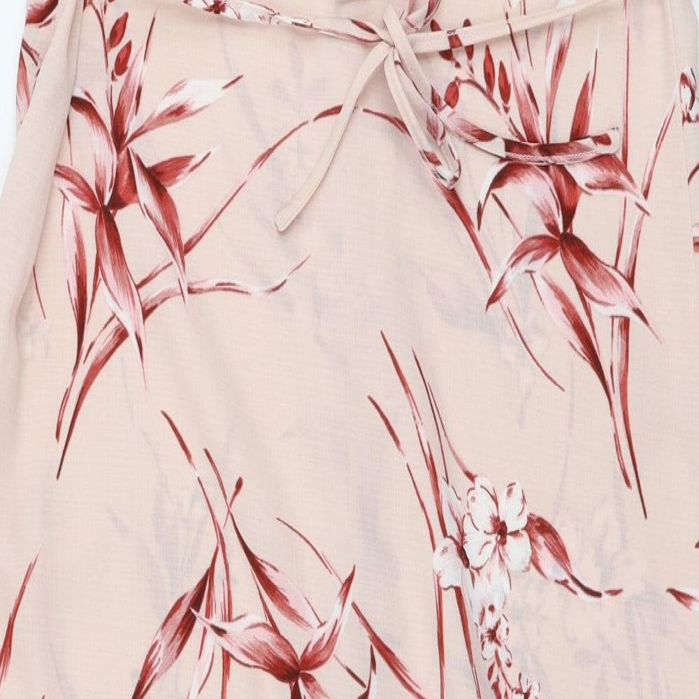 Primark Womens Pink Floral Polyester Maxi  Size 16  V-Neck Button