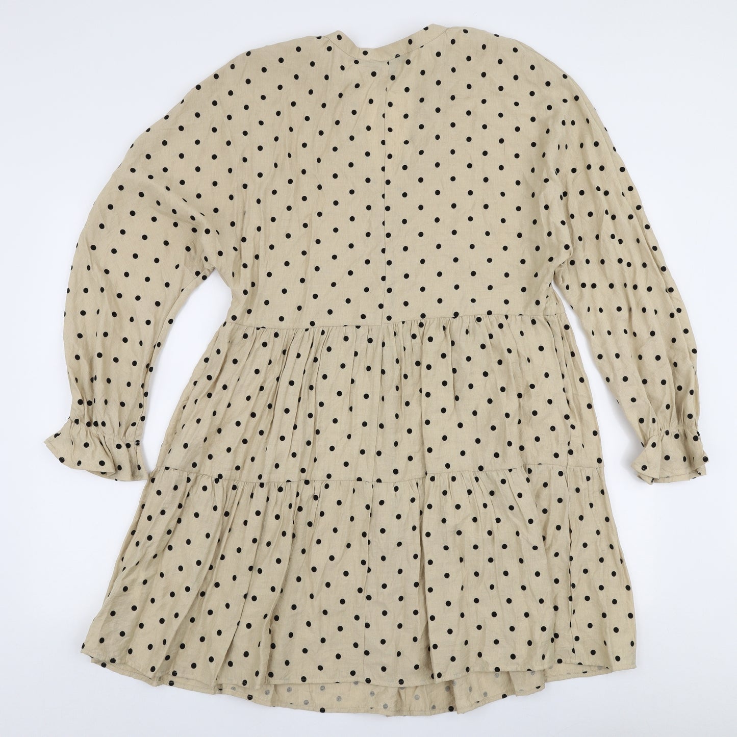 Primark Womens Beige Polka Dot Viscose Trapeze & Swing  Size 12  V-Neck Pullover - Smock dress