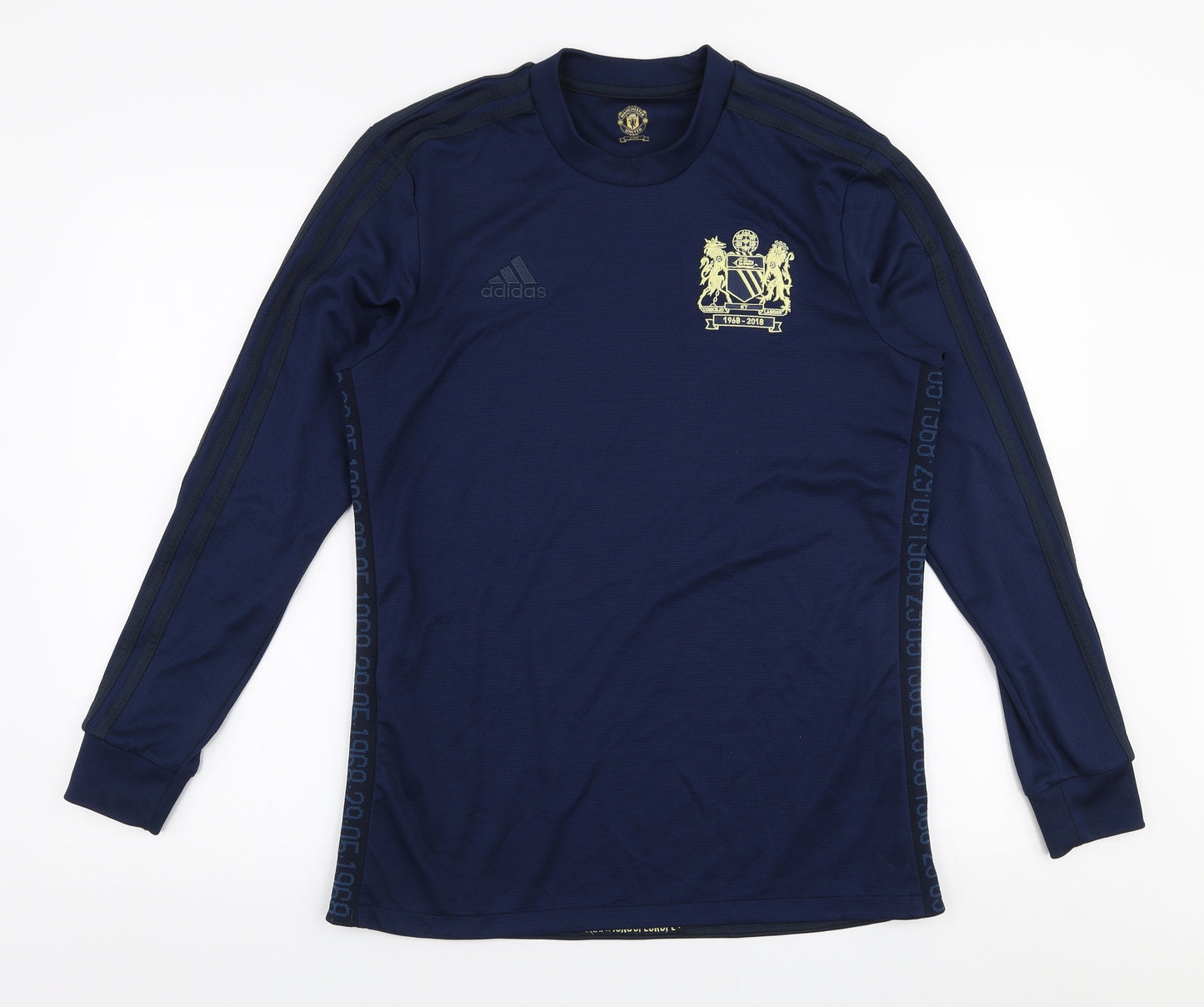 adidas Mens Blue Striped Polyester Pullover Sweatshirt Size M   - Manchester United