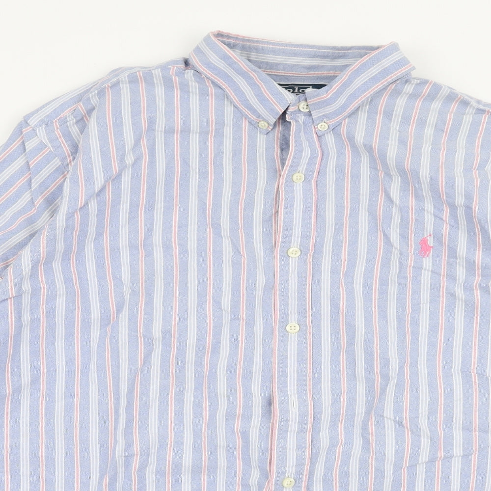 Ralph Lauren Mens Multicoloured Striped Cotton  Button-Up Size L Collared Button