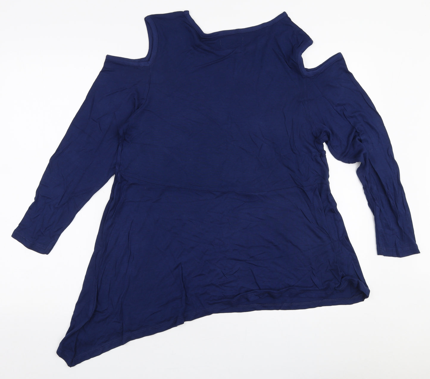 Studio Womens Blue  Viscose Jersey Blouse Size 16 Round Neck - Cold shoulder
