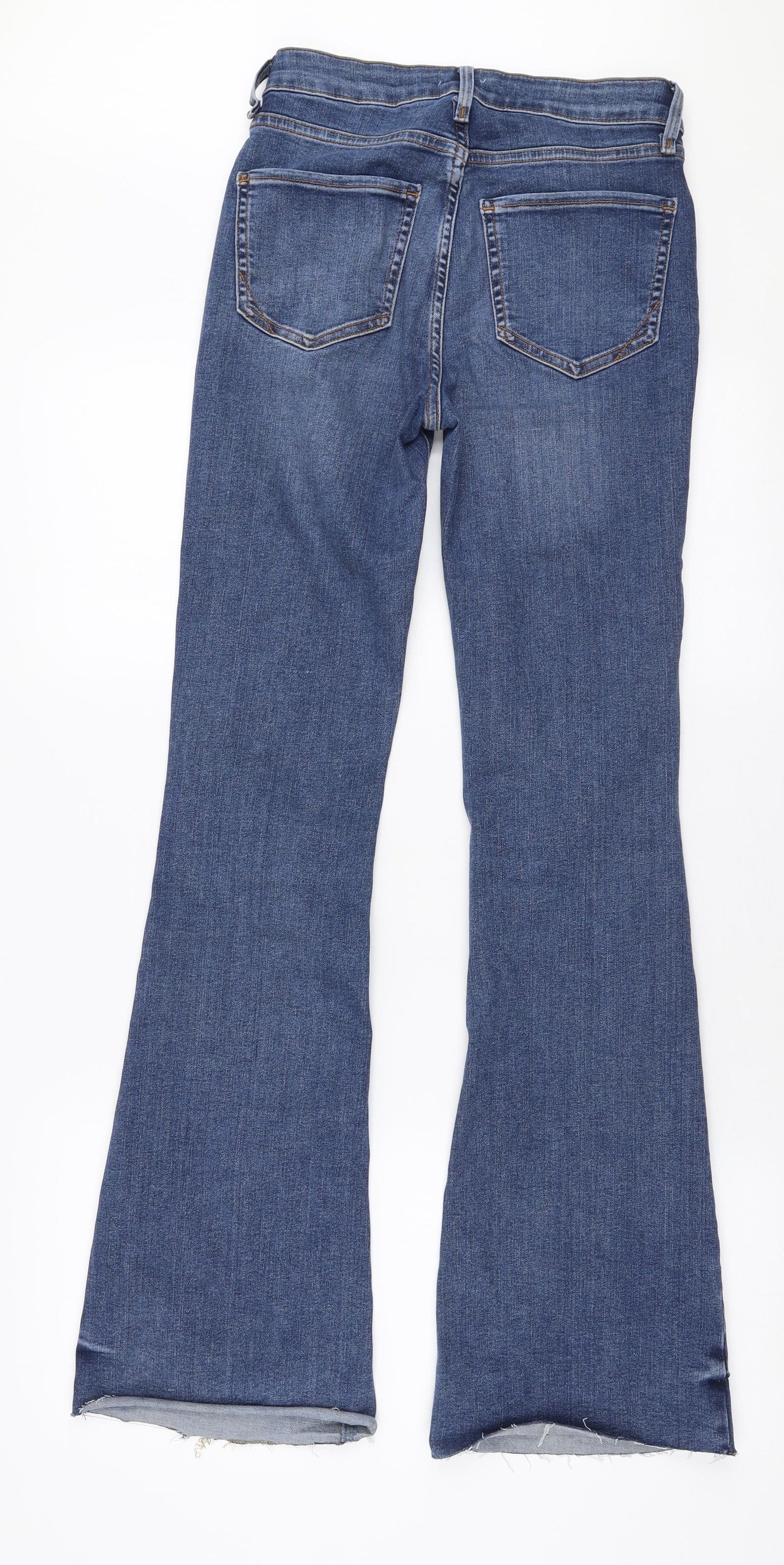 River Island Womens Blue  Cotton Flared Jeans Size 8 L32 in Regular Zip