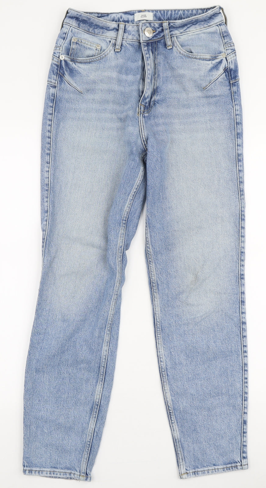 River Island Womens Blue  Cotton Mom Jeans Size 8 L28 in Regular Zip