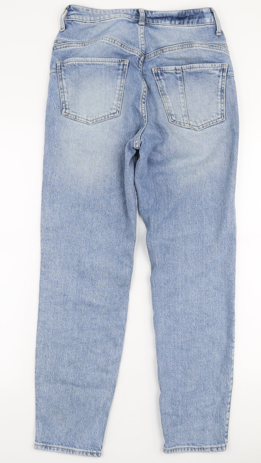 River Island Womens Blue  Cotton Mom Jeans Size 8 L28 in Regular Zip