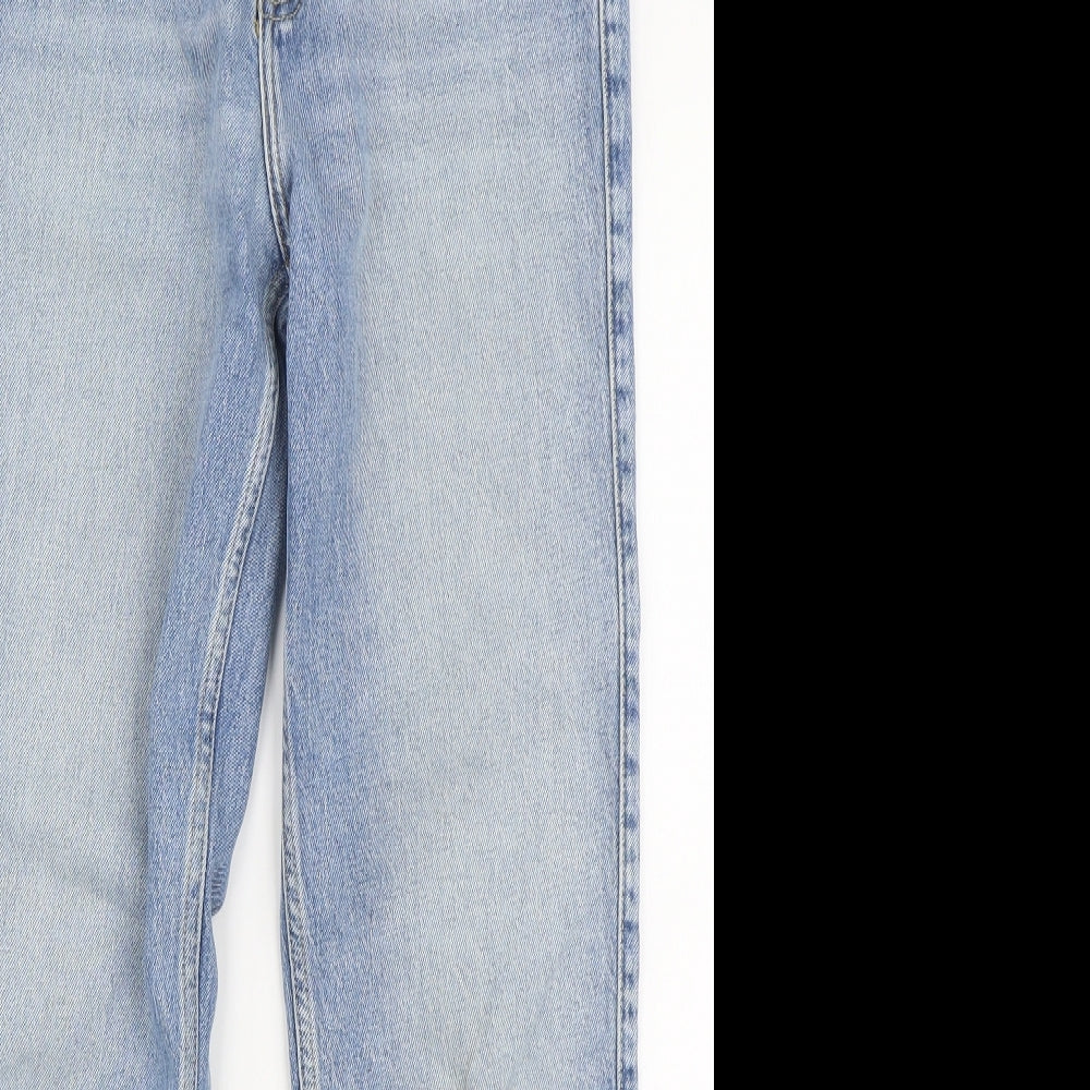 River Island Womens Blue  Cotton Mom Jeans Size 8 L28 in Regular Zip