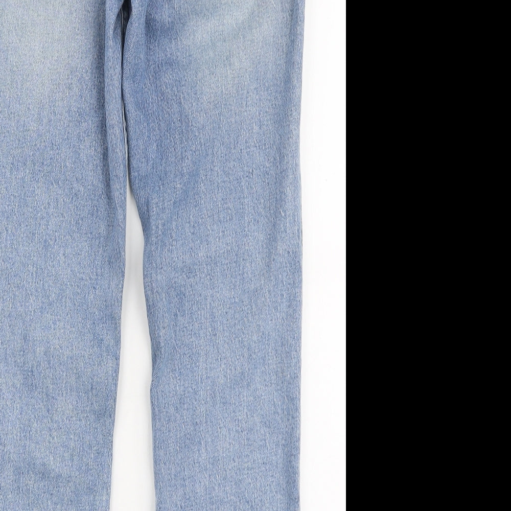 River Island Womens Blue  Cotton Mom Jeans Size 8 L28 in Regular Zip