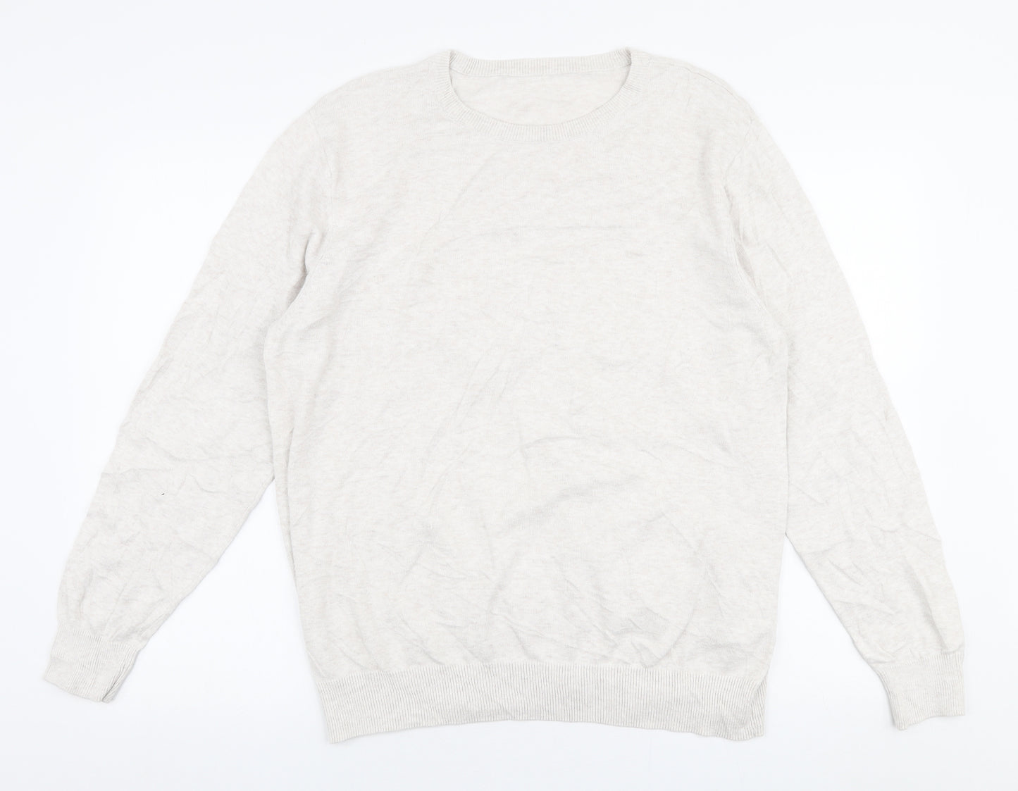 George Mens Ivory Round Neck  Cotton Pullover Jumper Size L