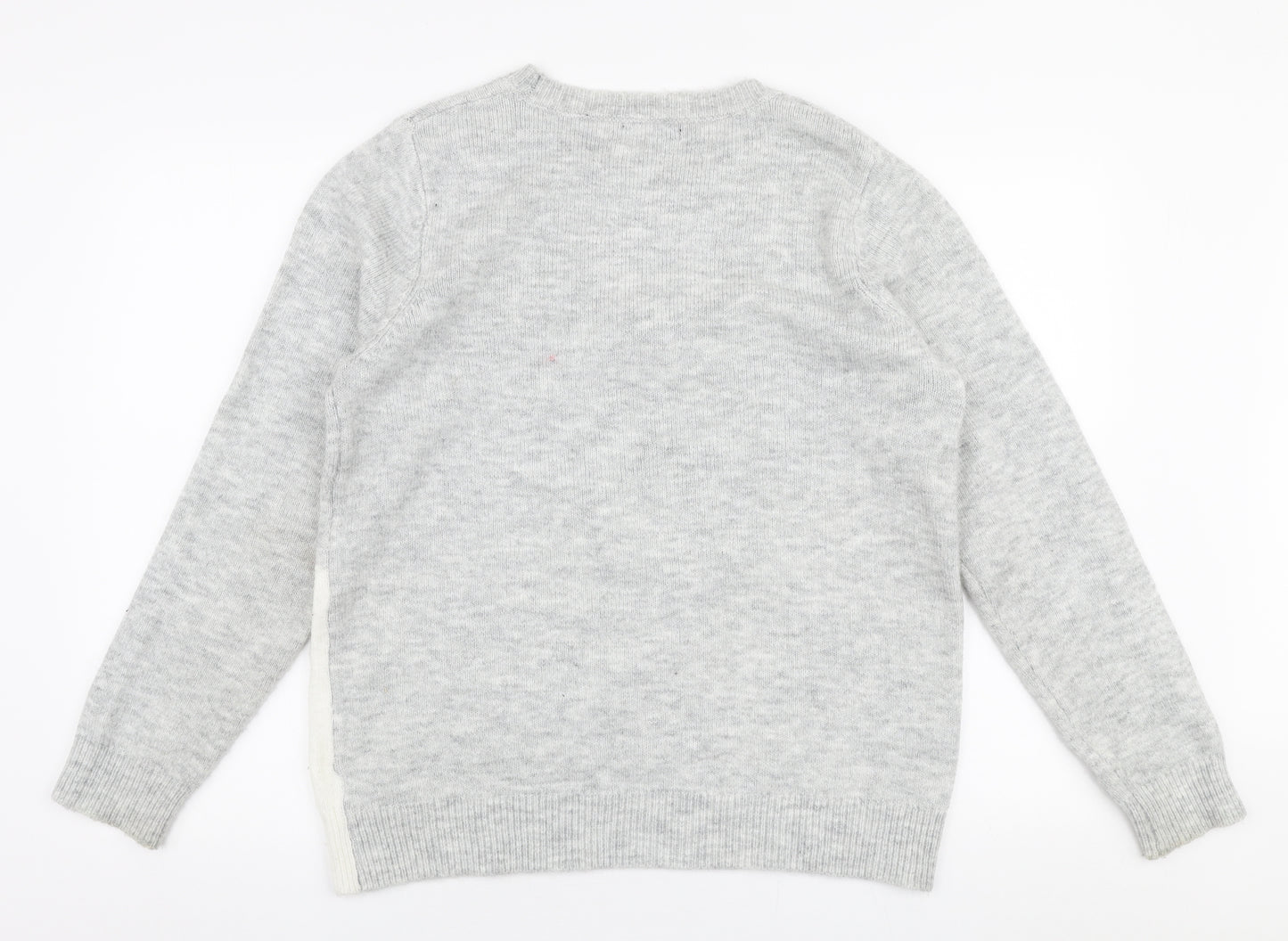 F&F Womens Grey Round Neck  Polyester Pullover Jumper Size 14   - Christmas Penguin