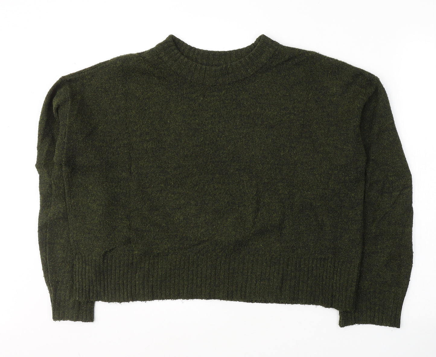 Made in Womens Green Round Neck  Acrylic Pullover Jumper Size M