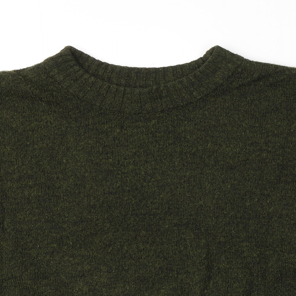 Made in Womens Green Round Neck  Acrylic Pullover Jumper Size M